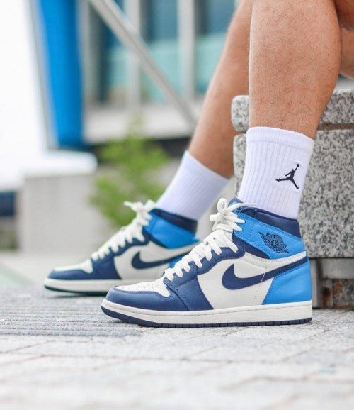 Alternative view of Branded retro 1 UNC blue High Ankle Sneakers