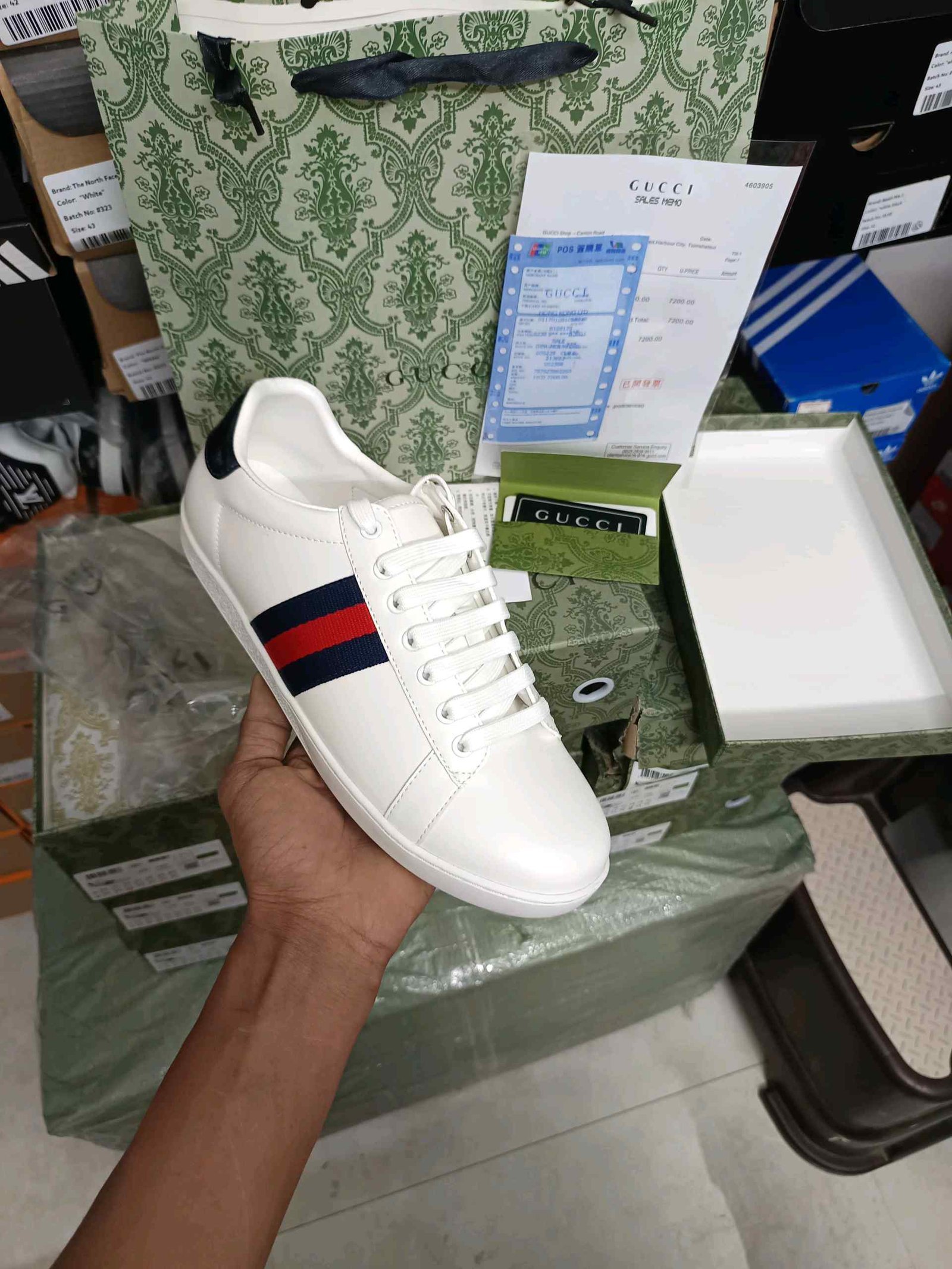 Gucci ACE BLUE RED TRAINER - Image 3