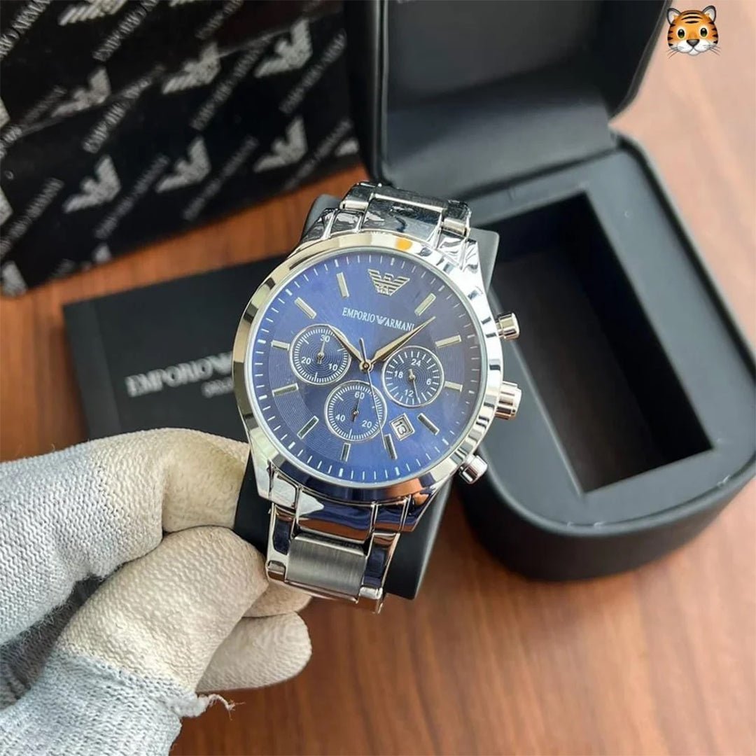 Armani Ar2453 Silver Blue Dial Metal - Image 3