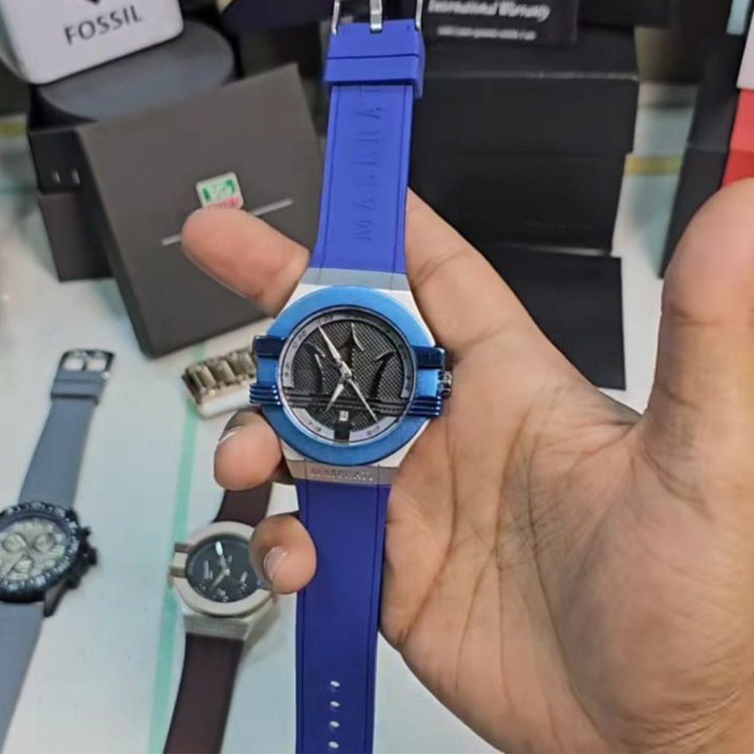 Alternative view of Maserati Blue Silver Leather Watch