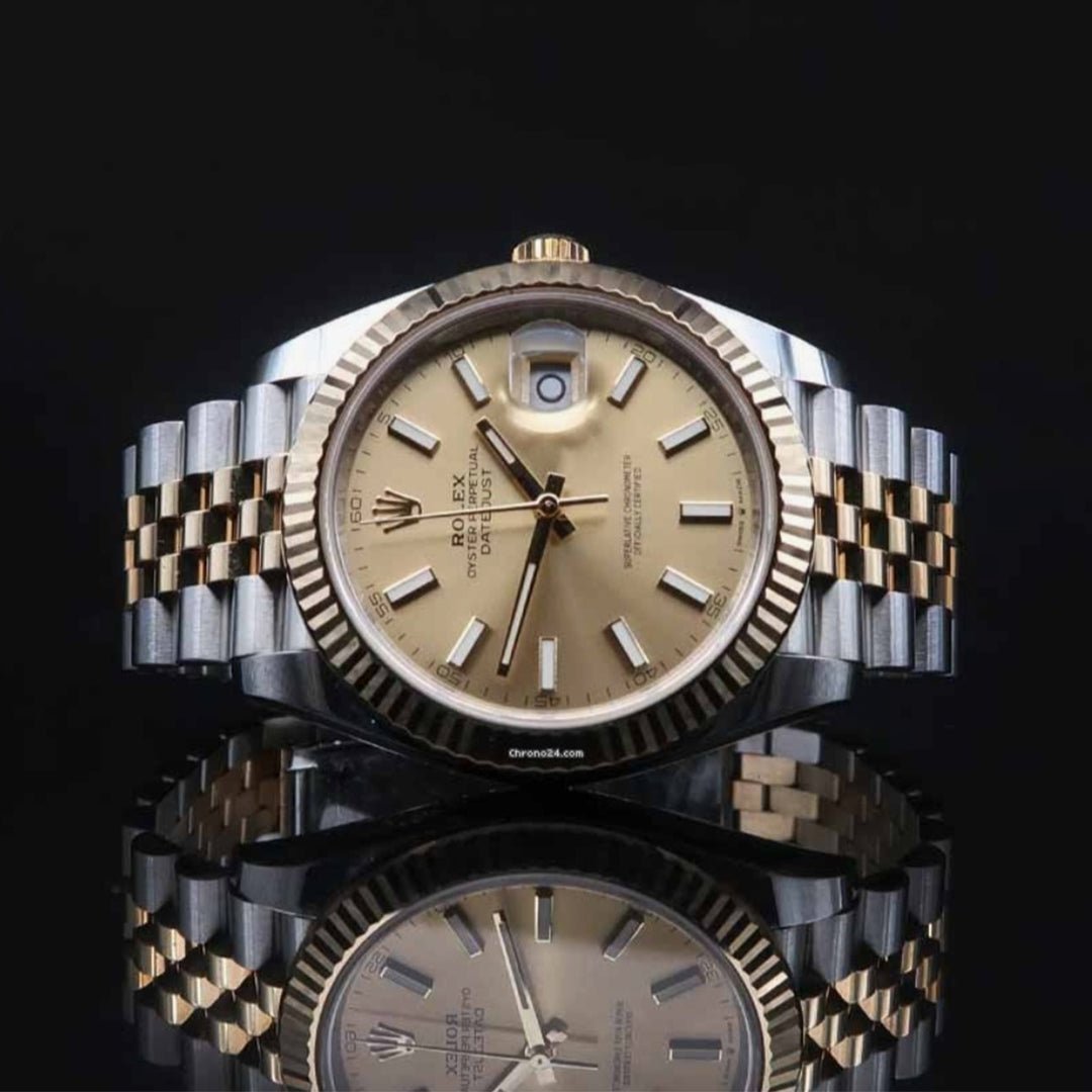 Rolex Datejust Gold Silver Gold Dial Metal Watch - Image 3