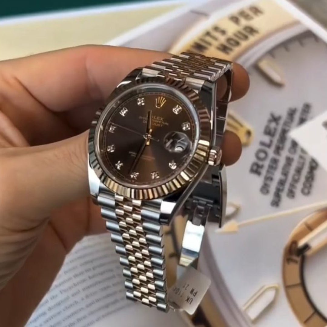 Rolex Datejust Rosegold Gold Diamond Metal Watch - Image 3
