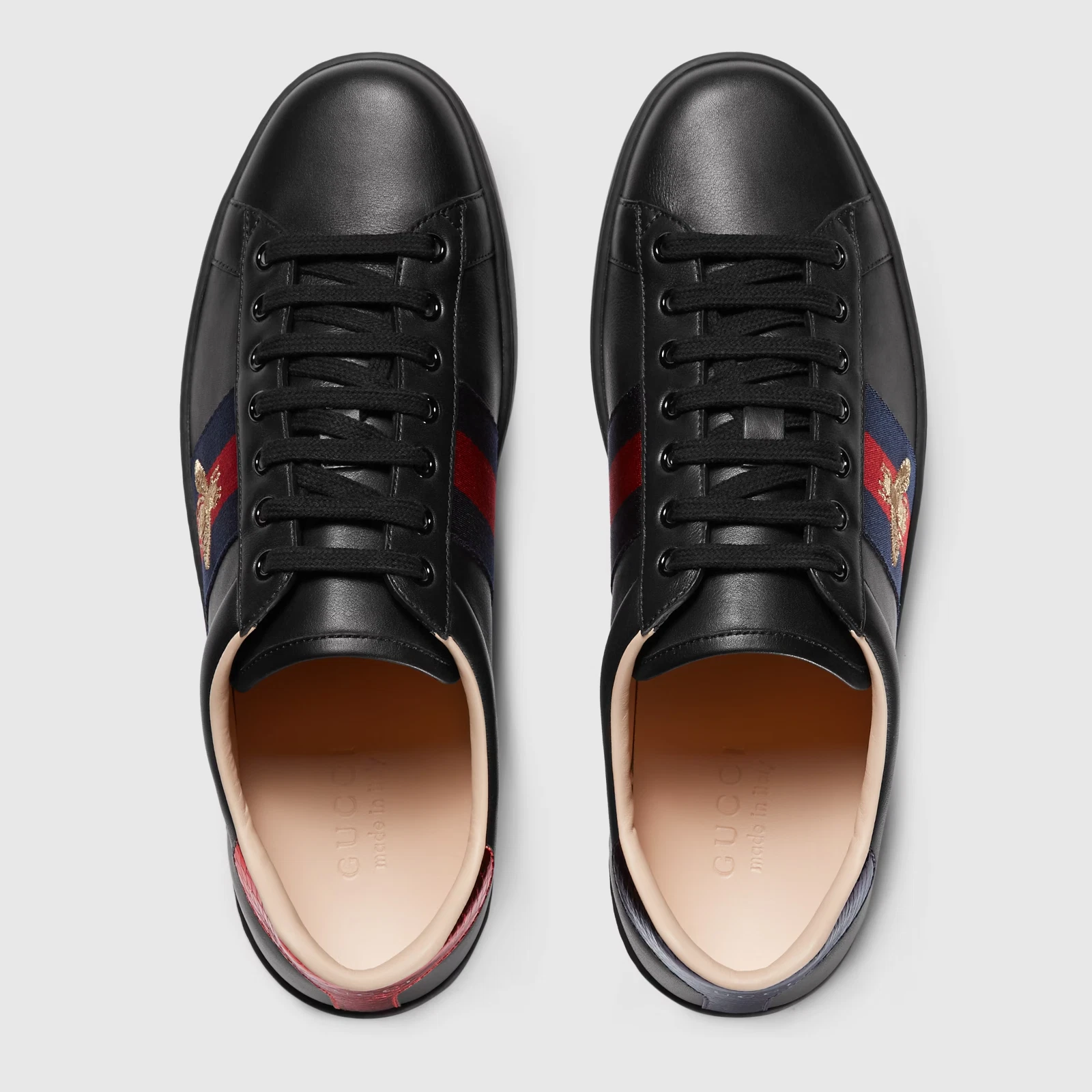 Alternative view of Gucci black leather ace embroidered bee low